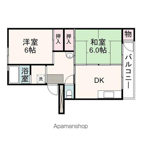 松富団地12号棟(2DK/4階)の間取り写真