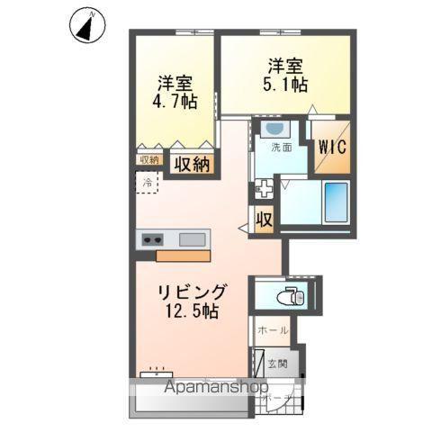 ムーンリバーB(2LDK/1階)の間取り写真