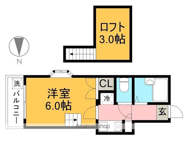 オクトスクエア(1K/2階)の間取り写真