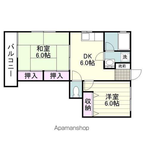 コーポ水渕(2DK/1階)の間取り写真