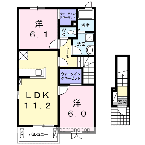 ドルフ・レーベン Ⅲ(2LDK/2階)の間取り写真