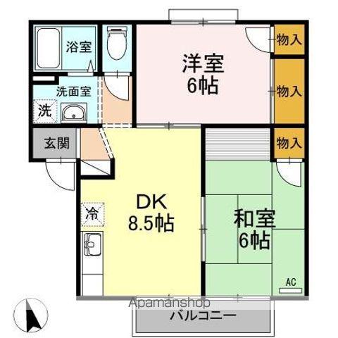 グリーンガーデン A・B・C棟(2DK/1階)の間取り写真