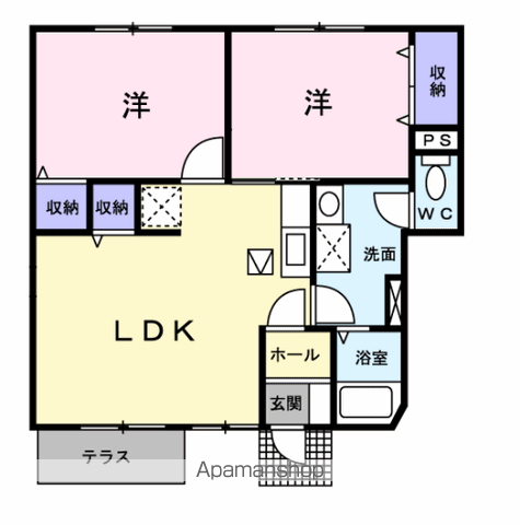和歌山線 岩出駅 徒歩27分 2階建 築27年(2LDK/1階)の間取り写真