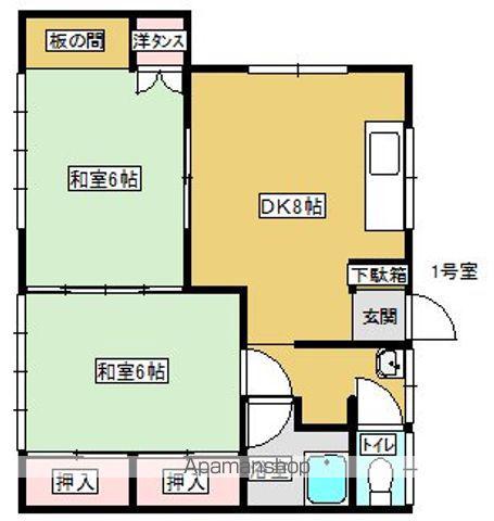 原アパート(2DK/2階)の間取り写真