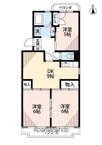 ブルースカイ平塚2(3DK/2階)の間取り写真