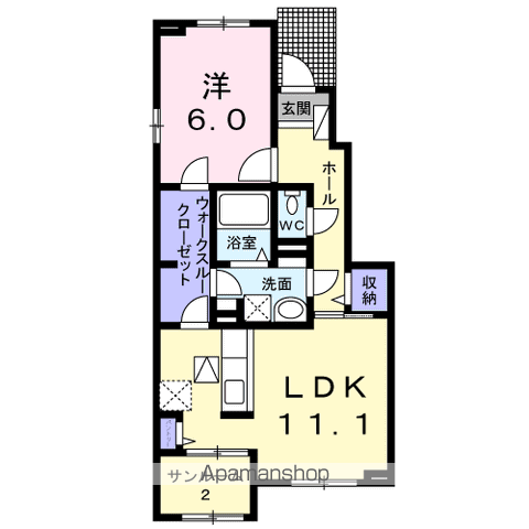 カーサ エテルナ Ⅱ(1LDK/1階)の間取り写真