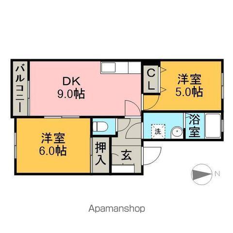 フローラBC(2DK/2階)の間取り写真