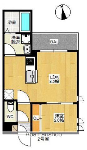 REGALEST UーM.78 西原 ユーエムナナハチニシハラ(1LDK/2階)の間取り写真