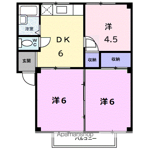 シティハイツみのかみA(3DK/1階)の間取り写真