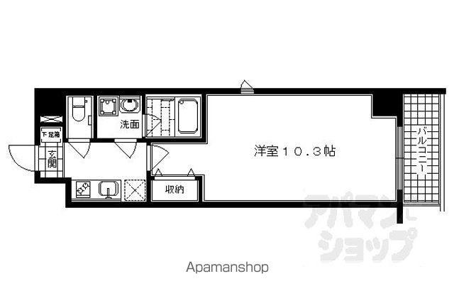 アスヴェル京都御所前III(1K/2階)の間取り写真