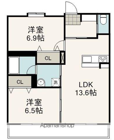 シャン フルール(2LDK/5階)の間取り写真