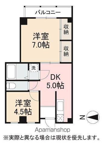 パールビルハスイ(2DK/7階)の間取り写真