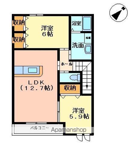 クレアⅡ(2LDK/2階)の間取り写真
