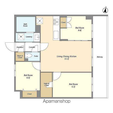 メゾンドオンディーヌ(3LDK/3階)の間取り写真