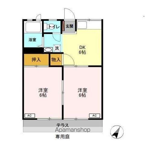 シティウィングAB A(2DK/1階)の間取り写真