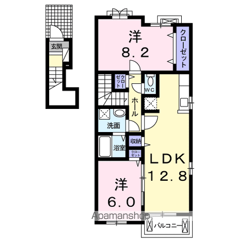 ウィステリアⅡ(2LDK/2階)の間取り写真