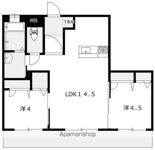 キュレーネスピティ(2LDK/2階)の間取り写真