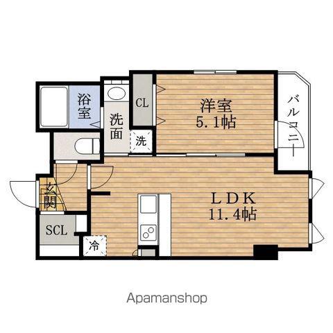 PRESSANCE松屋町グレース(1LDK/15階)の間取り写真