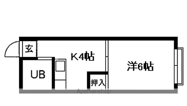 ロッジ青葉(1K/2階)の間取り写真