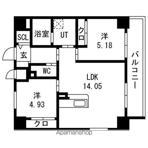 THE LOUNGE LINEAR GATE(2LDK/12階)の間取り写真