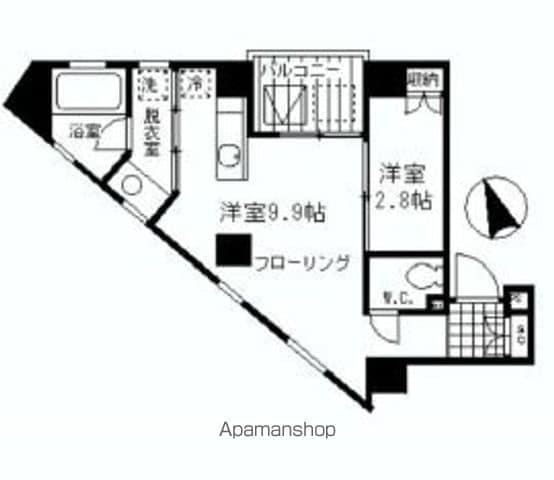 北参道スタイル(ワンルーム/3階)の間取り写真