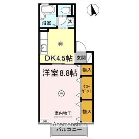 フロラシオン川内I棟(1DK/1階)の間取り写真