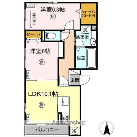 エマーブルMグラン II棟(2LDK/3階)の間取り写真