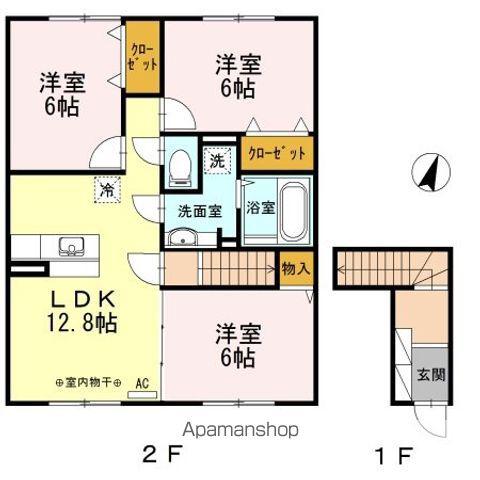 シャトンOKUNO A(3LDK/2階)の間取り写真