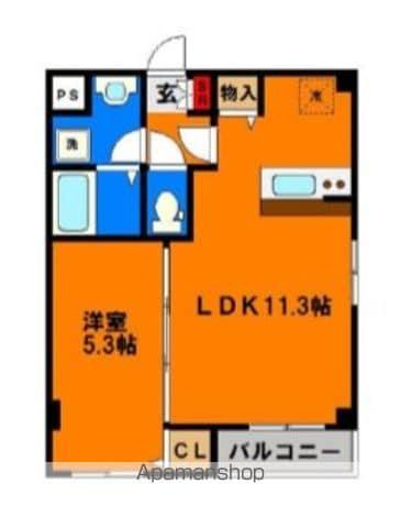 シンシア三番館(1LDK/5階)の間取り写真