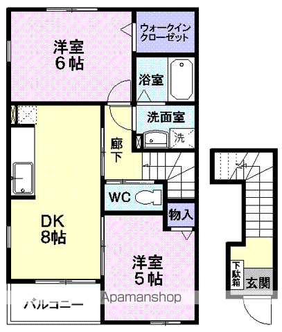 コモド アビターレ(2DK/2階)の間取り写真