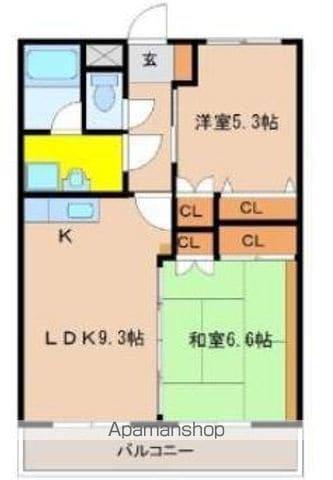 コモド花山手(2LDK/2階)の間取り写真