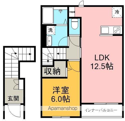 リーブルファイン江松Ⅱ(1LDK/2階)の間取り写真