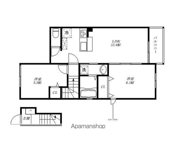 SAKIKA(2LDK/2階)の間取り写真