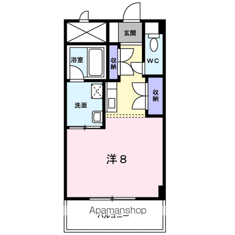 伊予鉄道本町線 本町6丁目駅 徒歩9分 4階建 築28年(1K/4階)の間取り写真