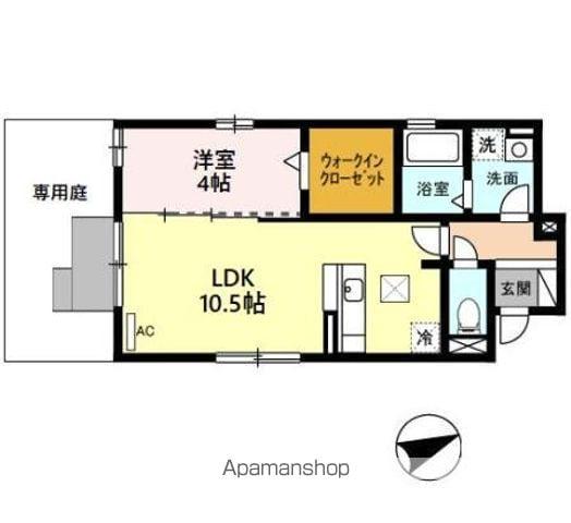 テラスびわ(1LDK/1階)の間取り写真
