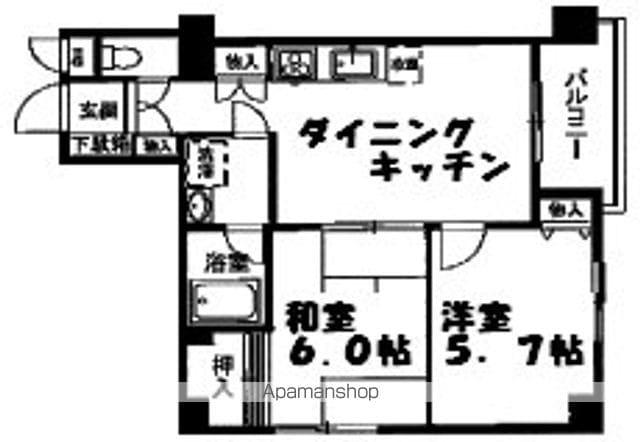 グランシャリオ国立(2DK/3階)の間取り写真