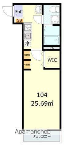 エスペランサ四ツ木(1K/1階)の間取り写真