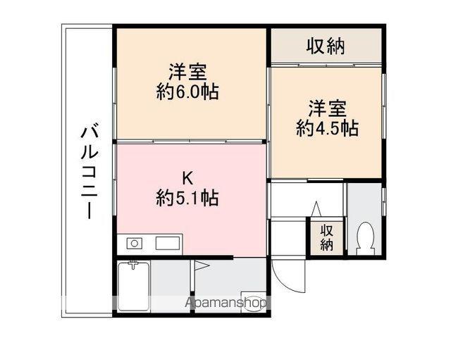 ヴィラナリー長尾 2号棟(2DK/4階)の間取り写真