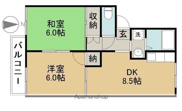 パークサイド清洲B棟(2DK/2階)の間取り写真