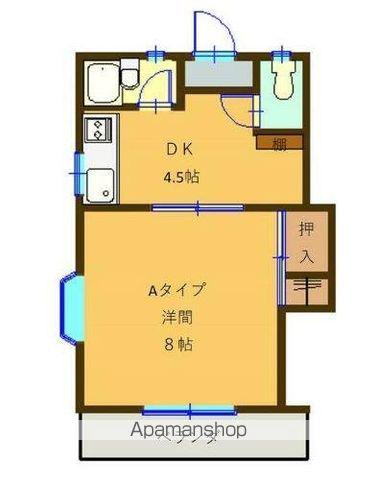 エステート鎌田Ⅰ(1DK/2階)の間取り写真