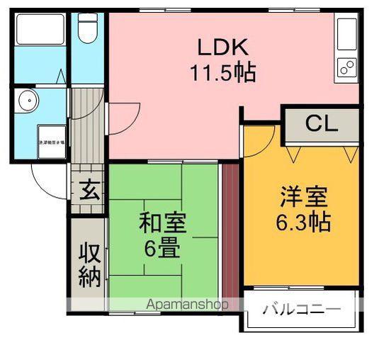 本町北パークハイム(2LDK/3階)の間取り写真