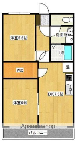 サンライズ 若葉(2DK/1階)の間取り写真