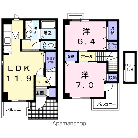アットホ-ム石井(2LDK/1階)の間取り写真