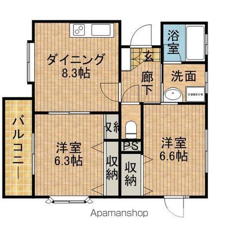 ジェネラス(2DK/1階)の間取り写真