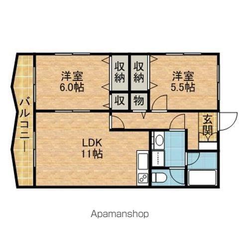 シャンテフローラ(2LDK/1階)の間取り写真