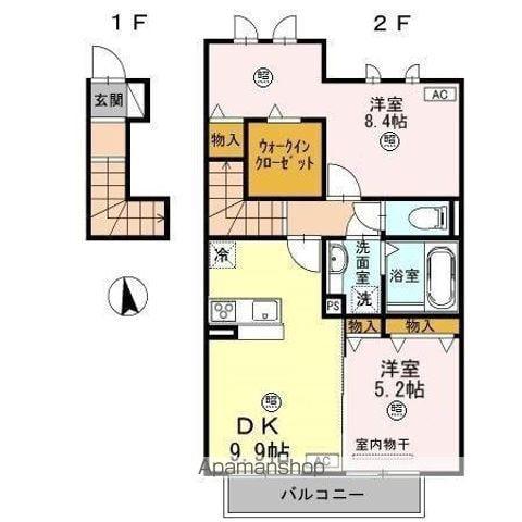 スチムラス(2DK/2階)の間取り写真