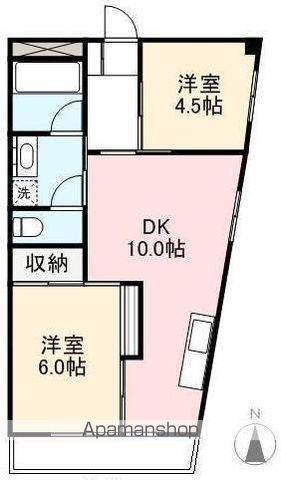 ヤマダビル(2DK/2階)の間取り写真