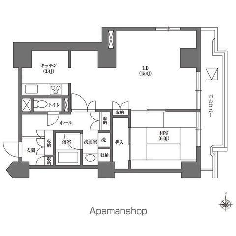 文京グリーンコートビュータワー本駒込(1LDK/2階)の間取り写真