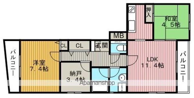 シャン・リジェール(2LDK/1階)の間取り写真