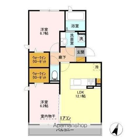 グリシーヌフルール(2LDK/3階)の間取り写真